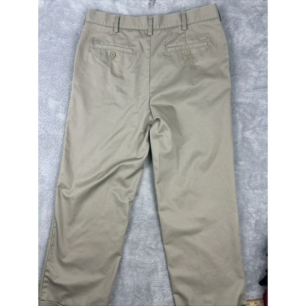 Izod American Chino Double Pleated Cuffed Men's Khakis Size 34x29 Classic Fit